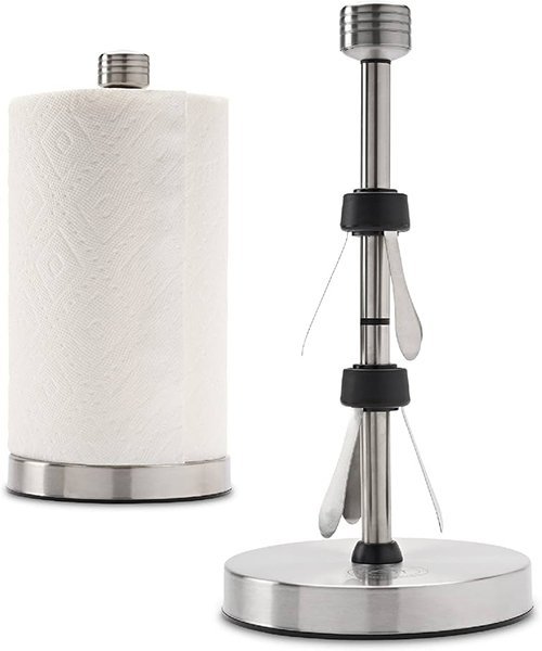 A weighted paper towel holder