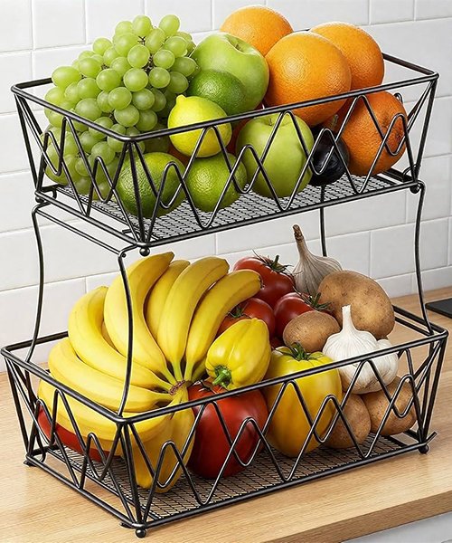 A compact fruit bowl or tiered basket