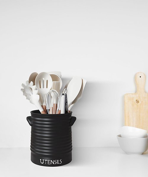 A slim utensil crock or tool holder