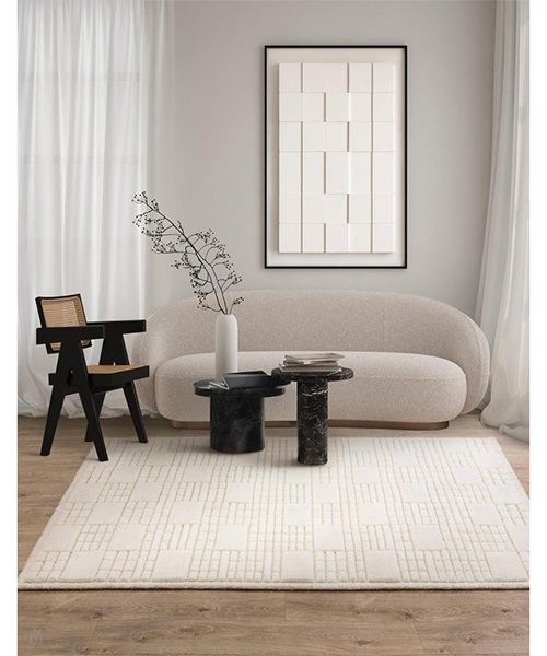 A textured neutral rug