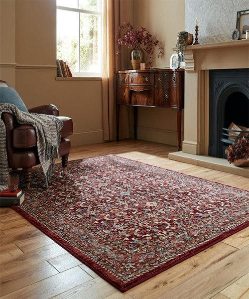 A vintage-style patterned rug